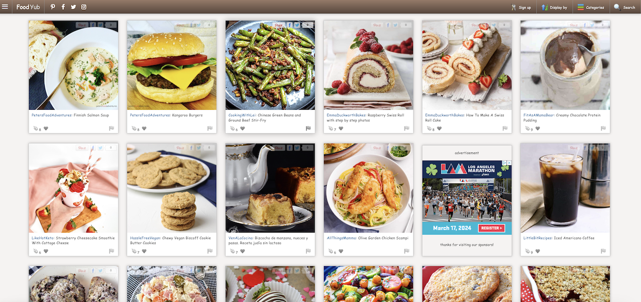 Screenshot of the FoodYub homepage.